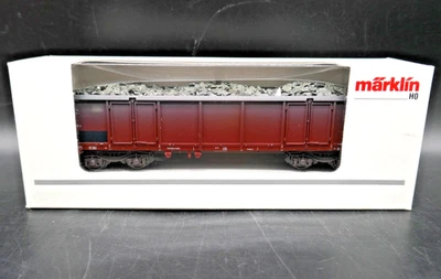 HO Marklin 46904 DB Weathered Gondola Hopper w/ Slate Load - Image 1 of 2