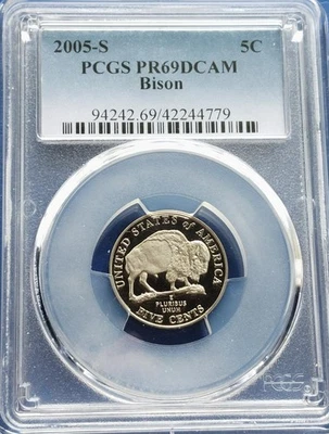 2005 S Jefferson Nickel 5 Cents Graded PCGS PR 69  DCAM American Buffalo Bison - Image 1 of 4