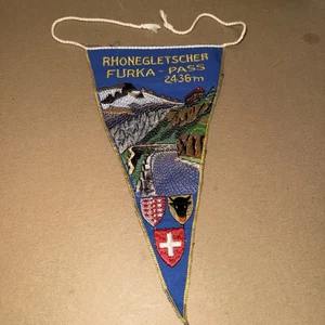 Pase Furka banderín/bandera de viaje europeo vintage - Imagen 1 de 2