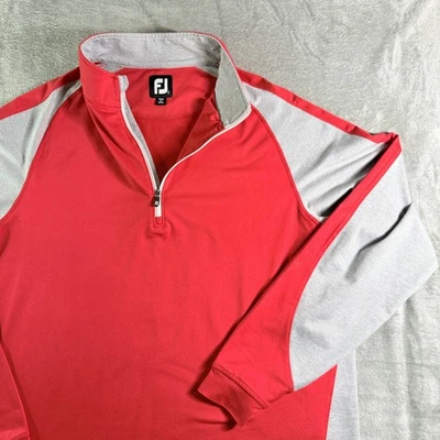 FootJoy FJ Golf Pullover Rojo Gris 1/4 Cremallera Manga Larga Hombre Camisa Atlética Foto 1 de 4