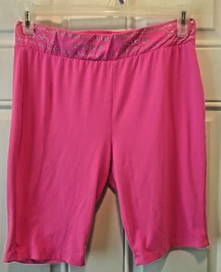Bebe L Pink Stretchy Shorts Rhinestone embellished waistband 10" inseam co1997 - Picture 1 of 4