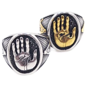 Vintage Personalized Palm Freemason Fashion Men's Stainless Steel Ring Size 7-13 - Picture 1 of 30