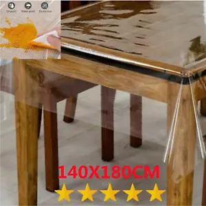 Thick Clear Transparent Vinyl PVC Tablecloth Table Protector Plastic Cover UK - Picture 1 of 8