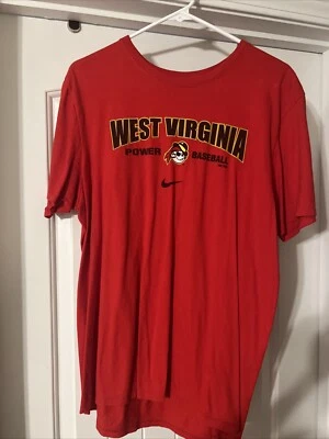 West Virginia Power Baseball Shirt Mens L Red Nike Old Logo Short Sleeve Crew - Image 1 of 4