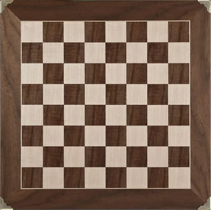 Damas de ajedrez de 18" con incrustaciones de arce nogal diseñadores juego de mesa con esquinas de latón - Imagen 1 de 1