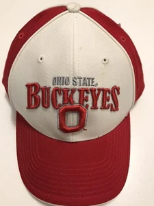 Cappello berretto Ohio State Buckeyes ~ Twins Enterprise rosso e bianco con cinturino ~ vintage - Foto 1 di 5