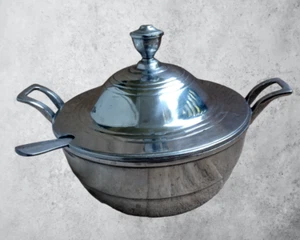 Soup Tureen Server W/ Lid & Ladle, Vegetable, Stew Pewter Pewtarex York, PA. - Picture 1 of 21