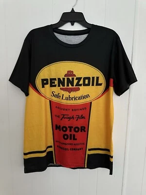 Camiseta amarilla grande NASCAR Pennzoil Racing Logo Jerzees Tag para hombre Foto 1 de 4