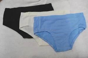 Womens Panties 3 PAIR LOT HIPSTERS Black White BLUE GRAY STRIPE Size S/5 - Picture 1 of 1