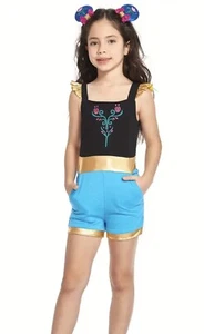 New~ Girls Size 13/14 Disney Anna Frozen Summer Sleeveless Romper With Gold Trim - Picture 1 of 7