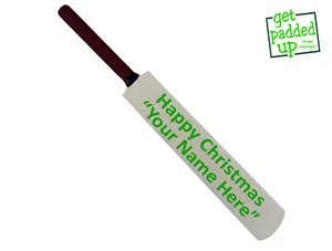 Personalised Happy or Merry Christmas Mini Miniature Cricket Bat : 42 Colours - Picture 1 of 14