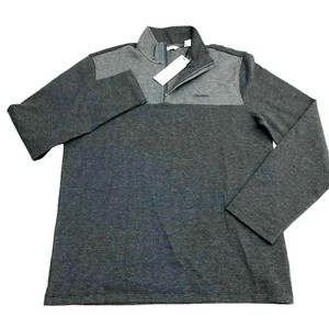 $79.50 Calvin Klein Men's 1/4 Zip Lightweight Sweatshirt Pullover Gray/ Black,S - Picture 1 of 8