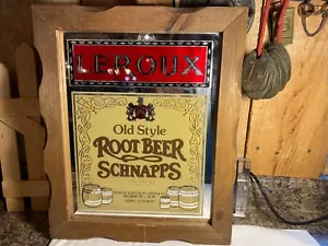 Vintage Leroux alter Stil Wurzel Bierschnaps Likör verspiegeltes Schild - Bild 1 von 6