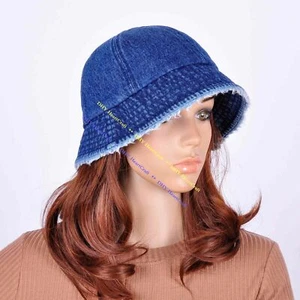 Mid Blue Cool Denim Jeans Cotton Street Truck Fisher Hat Bucket Cap Women - Imagen 1 de 6