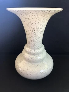 Large Vintage White Silver Specks Speckled Modern MCM Mid Century Glass Vase - Picture 1 of 11