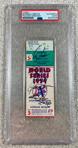 READ PSA/DNA COA SLABBED Reggie Jackson + Others Signed 1974 World Series Ticket - Picture 1 of 5