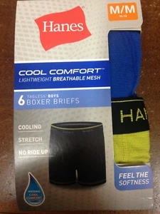 Hanes Boys Cool Comfort Lightweight Mesh Boxer Brief 6-Pack-Size M - Picture 1 of 2