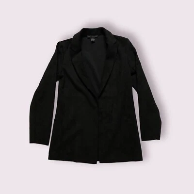 Chaqueta Blazer Cárdigan Joan Vass Negra Imitación Microgamuza Calce Suelto Abierto Talla XS Foto 1 de 4