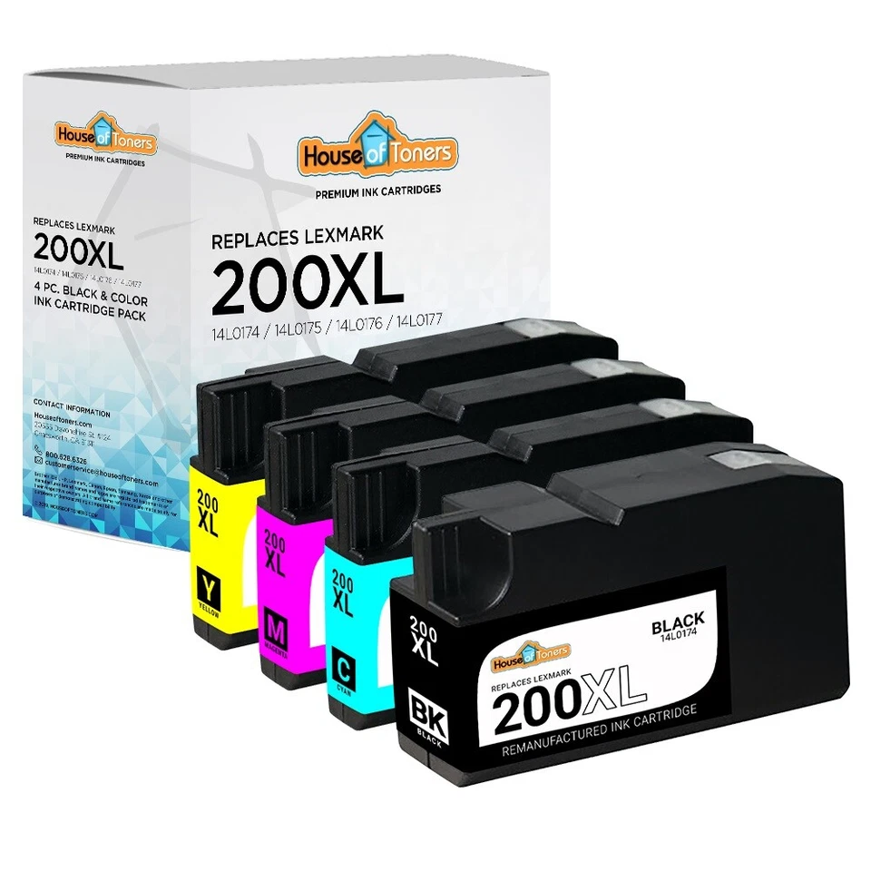 For Lexmark 200XL 14L0174 14L0175 14L0176 14L0177 Ink Cartridge Lot - Image 1 of 2