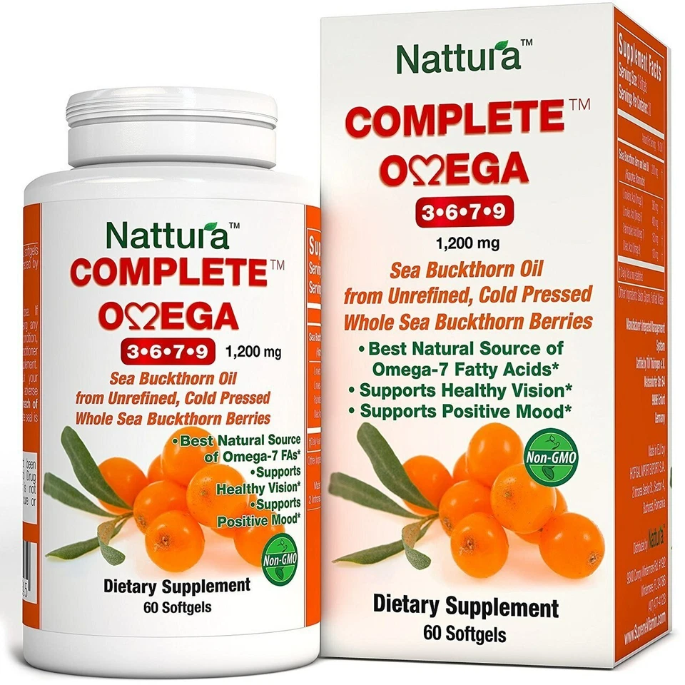 Nattura Complete OMEGA 3-6-7-9 Highest Quality Pure Sea Buckthorn Oil 60softgels