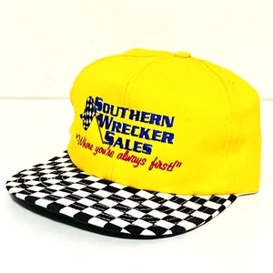 Cappello giallo snapback NASCAR tema bandiera a scacchi Southern Wrecker vendite - Foto 1 di 13