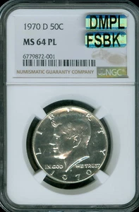 1970 D KENNEDY HALF DOLLAR NGC MS64 PL MAC DMPL FSBK FULL SPLIT BEAK SPOTLESS  . - Picture 1 of 2