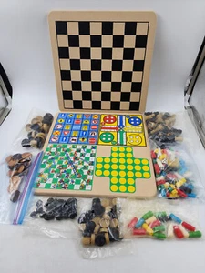10 in 1 Board Games Set: Chess Checkers Backgammon Parchessi Snakes&Ladders+5 - Picture 1 of 14