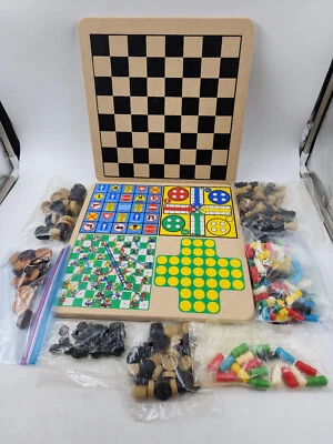 10 in 1 Board Games Set: Chess Checkers Backgammon Parchessi Snakes&Ladders+5 - Image 1 of 4