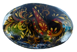Russian Handfpainted Large Oval Pin Brooch - Picture 1 of 6