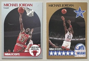 1990 HOOPS BASKETBALL Michael Jordan 2x Card LOT All-Star #5 #65 NM Bulls Nike - Picture 1 of 2