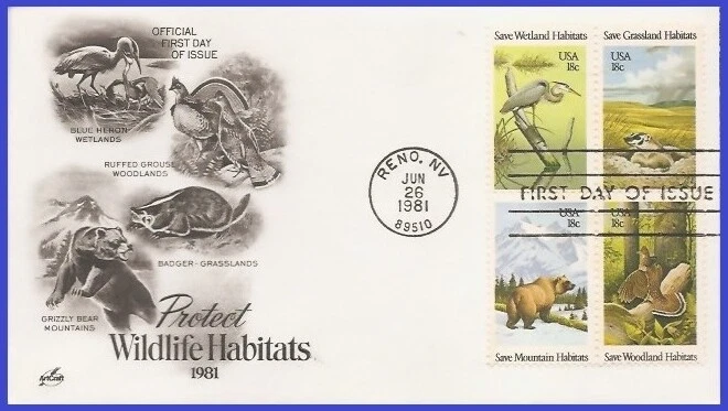 USA4 #1921-24 U/A ARTCRAFT FDC BL4  Wildlife Habitats - Image 1 of 1