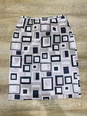 Falda 100 % seda INC International Concepts para mujer talla 8 negra/blanca/gris Foto 1 de 4