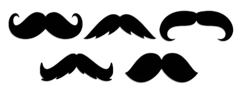 Recortes de silueta de bigote ~ Juego de 10 formas troqueladas ~ Colores personalizados disponibles. Foto 1 de 1