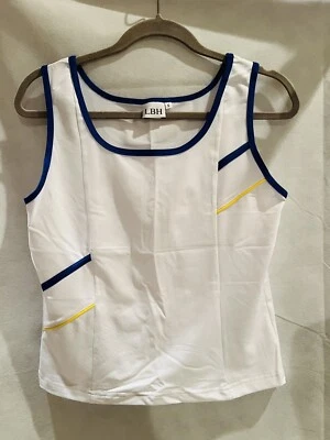 Ropa deportiva de tenis sin mangas LBH para mujer blanca/azul/amarilla  Foto 1 de 3