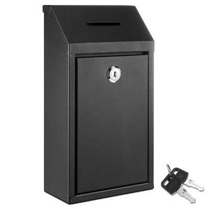 Metal Donation Box Collection Box Safe Suggestion Box with Lock Wall Mounted ... - Picture 1 of 8