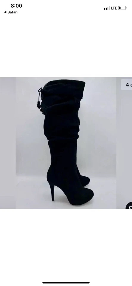NWT Thalia Sodi Brisa 8.5 W Knee High Black Suede Stiletto Boots High Heels - Image 1 of 4