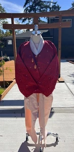 VINTAGE Korean Hanbok Dress Mens Sz S/M Pink Red Iridescent Traditional 5pc - Picture 1 of 19