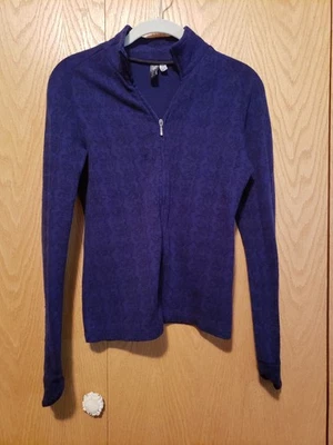 Cárdigan para mujer Ibex Juliet Merino cremallera completa azul y negro XS hecho en EE. UU. Foto 1 de 4