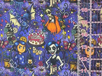 Custom 100% Cotton Woven Fabric Button Eye Girl By the 1/4 Yard 9x56 Purple V3 - Image 1 of 2