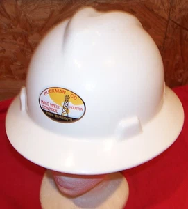Full Brim MSA Hard Hat White Oil Field Well Construction John Wayne Hellfighters - Picture 1 of 5