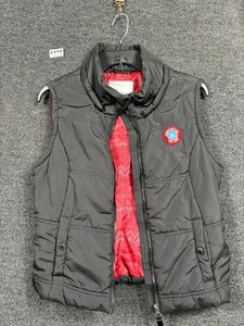 Aeropostale Puffer Vest Womens Size L Black/Red Full Zip Sleeveless Logo - Bild 1 von 7