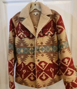 Orvis Jacket Womens M Southwest Blanket Print Fleece Aztec Button Up Coat - Picture 1 of 8