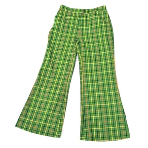 ModCloth green plaid wide leg flare pants  Womens size 12 pockets Vintage - Picture 1 of 6