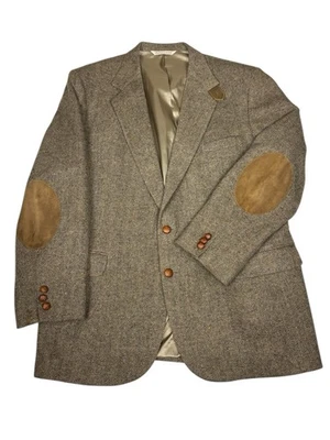 Chaqueta Blazer Stafford Tweed De Colección 46 L Espiga Codo Parches Corderos Lana LEER Foto 1 de 4