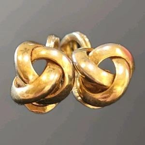 MONET Gold Plate GP Knot Clip On Earrings Signed - Picture 1 of 2