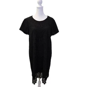 CeCe Lace Overlay Short Sleeve Shift Dress Size 12 - Picture 1 of 6