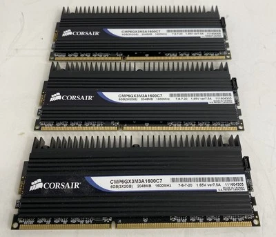 3 Corsair Dominator DDR3 1600MHz 6gb (3x2gb) 2048mb CMP6GX3M3A1600C7 GAMING RAM - Image 1 of 2