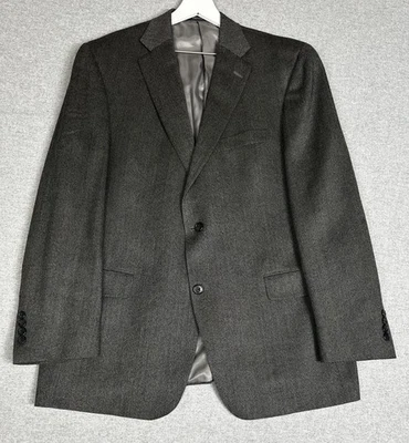 Hart Schaffner Marx Sport Coat Mens 44R Gray Herringbone Tweed 2 Button Made USA - Image 1 of 4