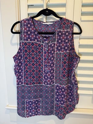 Фиолетовый + Claire женщин Майка размер большой синий розовый цветочный EUC - Изображение 1 из 4