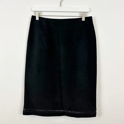 Danier Vintage Black Suede Pencil Skirt Size 10 Made in Canada - Image 1 of 4